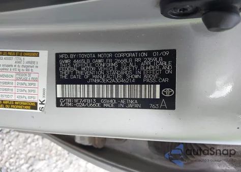 2010 Toyota Camry Le V6 from USA, damaged, VIN JTNBK3EK2A3046214